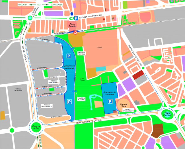Plano de aparcamientos de Mágicas Navidades Torrejón de Ardoz 2018