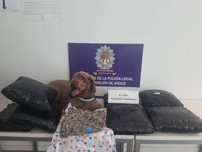 Incautados 8,6 kilos de marihuana y dos detenidos en una operación conjunta de la Policía Local y Nacional de Torrejón de Ardoz