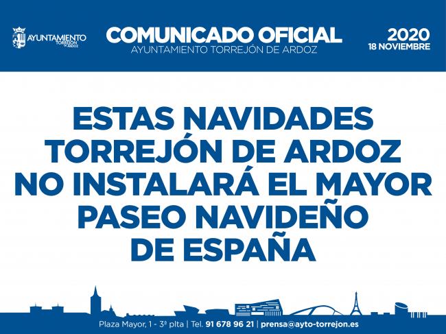 ESTAS NAVIDADES TORREJÓN DE ARDOZ NO INSTALARÁ EL MAYOR PASEO NAVIDEÑO DE ESPAÑA
