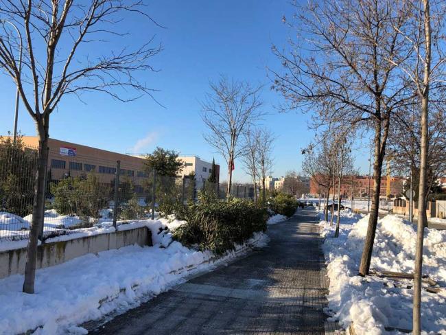 El Ayuntamiento de Torrejón de Ardoz está despejando de hielo y nieve los accesos exteriores a los colegios y escuelas públicas