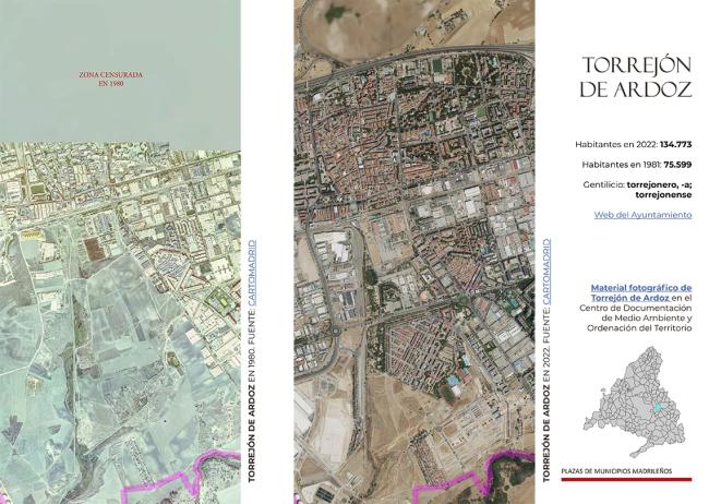 Vistas aéreas de Torrejón en 1980 y 2022