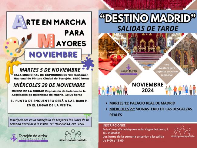 Cartel con algunas de las actividades para los mayores torrejoneros