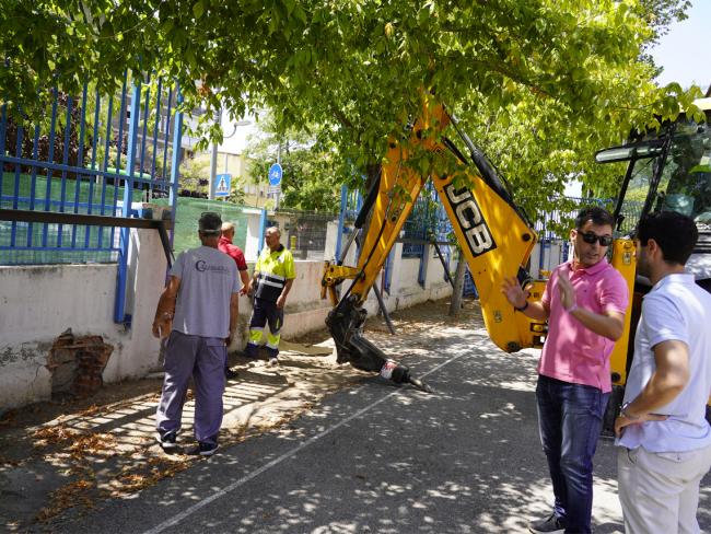 Arreglo del muro exterior en el Colegio Buen Gobernador