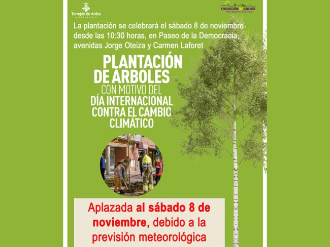 Aplazada al 8 de noviembre, debido a la previsión meteorológica adversa, la plantación de árboles con motivo del Día Internacional Contra el Cambio Climático